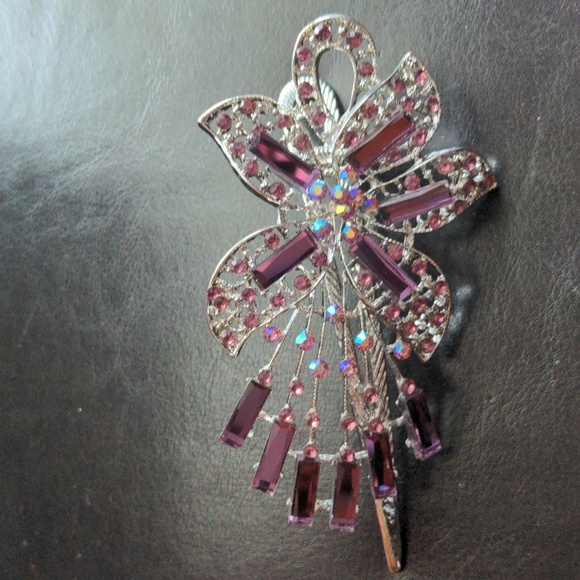 ❤️ Glamorous Purple Bling Large Hair Clip - Picture 3 of 8
